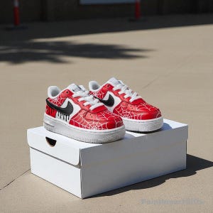 Spider Custom Air Force 1 for Kids, Hand Painted Spider Sneakers, Custom AF1 for Birthday Gift, Personalized Air Force 1 sneakers, kids shoe