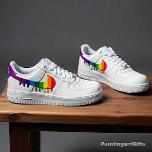 Rainbow Drip Custom Air Force 1 Sneaker, Custom Handgemalte Rainbow Drip AF1 Schuhe, Custom Air Force 1 Sneakers, personalisierte Air Force 1