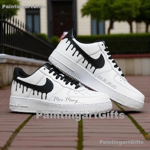 Black Drip Color Air Force 1 Custom, Custom Air Force 1 black Sneaker, Custom Hand Painted red Drip AF1 Shoes, Personalized AF1 sneakers