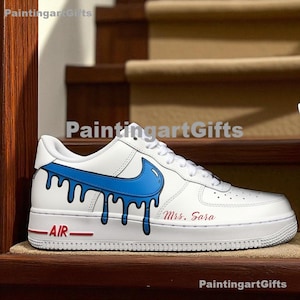 Blaue Tropffarbe Air Force 1 Custom, Custom Braut Air Force 1 Sneakers, Custom Air Force 1 Sneaker, Custom Handbemalte AF1 Schuhe, Custom AF1