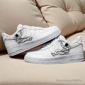 Galaxy Astronaut Air Force 1, Custom Space Shoes, Relaxing Astronaut in Galaxy Swoosh Design, Astronaut on Swoosh, Back to School sneakers