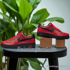Black Drip Air Force 1 Custom, Custom black Air Force 1, streetwear custom shoes, Drippy sneakers, Custom black sneakers, kids sneakers