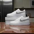 Hand Painted Checkerboard Air Force 1 Sneakers: Custom Black & White Shoes product logo