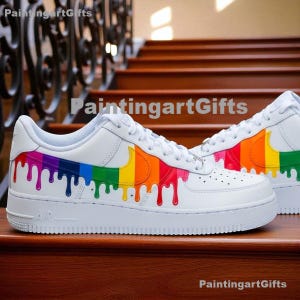 Benutzerdefinierte Drip Rainbow Air Force 1, Handbemalte Rainbow Drip Air Force 1 Sneakers, Custom Air Force 1, Zapatillas Personalizadas