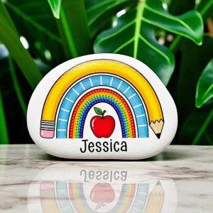 Back to School Gift for Teacher, Custom Teacher Gift Painted Rock, Hand Painted Name Gift for Teachers, personalized school Painted rock