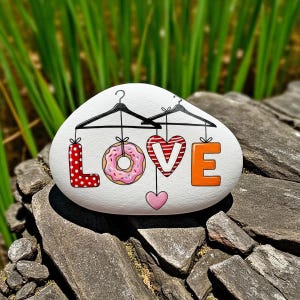 Hand-Painted LOVE Rock: Romantic Valentine&#39;s Day Decor