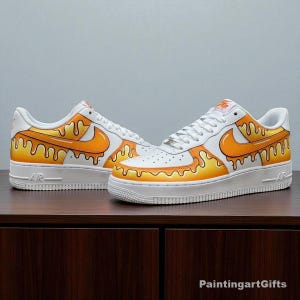 Custom Drip Air Force 1, Hand Painted Dripping Air Force 1 Shoes, Custom yellow Drip Air Force 1, back to school sneakers, Halloween Shoes