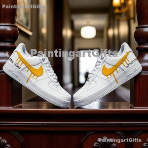 Yellow Drip Color Air Force 1 Custom, Custom Air Force 1 Yellow Sneaker, Custom Hand Painted Yellow Drip AF1 Shoes, Hand Painted AF1 Sneaker