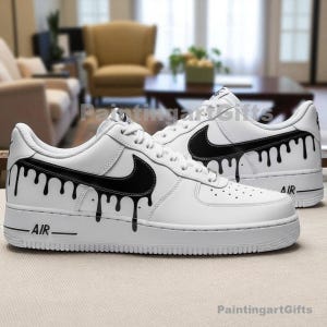 Schwarzer Tropfen Air Force 1 Custom, Benutzerdefinierte Hochzeitsschuh, personalisierte Schuhe, Custom Air Force 1, Custom Drip Air Force 1, Custom Drip Sneaker