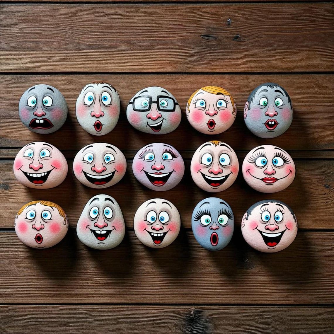 Stone Emotion Rocks Emotion Faces Painted Rock Set, Educational Emotion Stones for Kids ...
