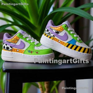 Custom Air Force 1 for Kids, buzz lightyear Af1, colorful kids shoes, toddler sneakers, Kids Af1 custom, toddler af1 custom, custom kicks