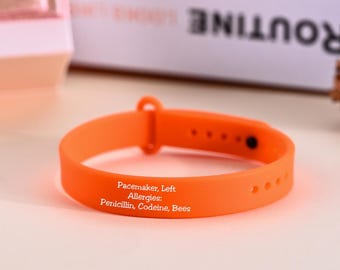 Verstellbares Notfallarmband, Silikonarmband mit Gravur, Notfallarmband für Erwachsene, Kinder-ID-Armband, Autismus-Armband