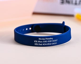 Anpassbares medizinisches ID Armband, Silikon Sanitäter Alarm Armband, Notfallkontakt Armband, Diabetes Armband, Autismus Armbänder