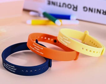 Verstellbares Sanitäter-ID-Armband, Silikon-Armband für medizinische Notfälle, Notfallarmband für Erwachsene und Kinder, wasserdichtes Allergiearmband