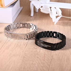 Benutzerdefinierte medizinische Alarm Armband, Arzt Armband für Männer, ICE Armband, Diabetiker Armband, Armband für ältere Menschen, Geschenk für Papa Opa
