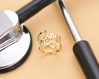 Etiqueta de identificación dorada para estetoscopio, dije con nombre para estetoscopio, etiqueta con nombre para estetoscopio, dije Littmann, etiqueta personalizada para estetoscopio, regalo para médico, regalo para enfermera