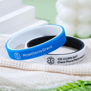 Custom Silicone Medical Alert Bracelet Men, Double Layer Medical ID Bracelet, Free Engraving Emergency Bracelet, Waterproof Allergy Bracelet