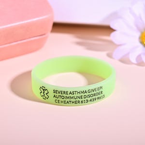 Customized Medical Alert Bracelet, Kids ID Bracelets, Luminous Medical ID Bracelets, Emergency Bracelets for Kids, Autism ID Bracelets