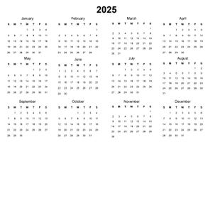 Kalender 2025 PNG, SVG, JPEG, transparent bakgrund
