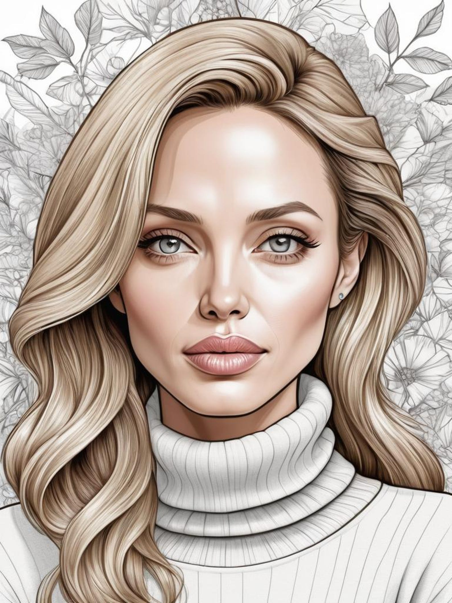Beautiful Women, 50 Coloring Pages, Grayscale Coloring Book, Pretty ...