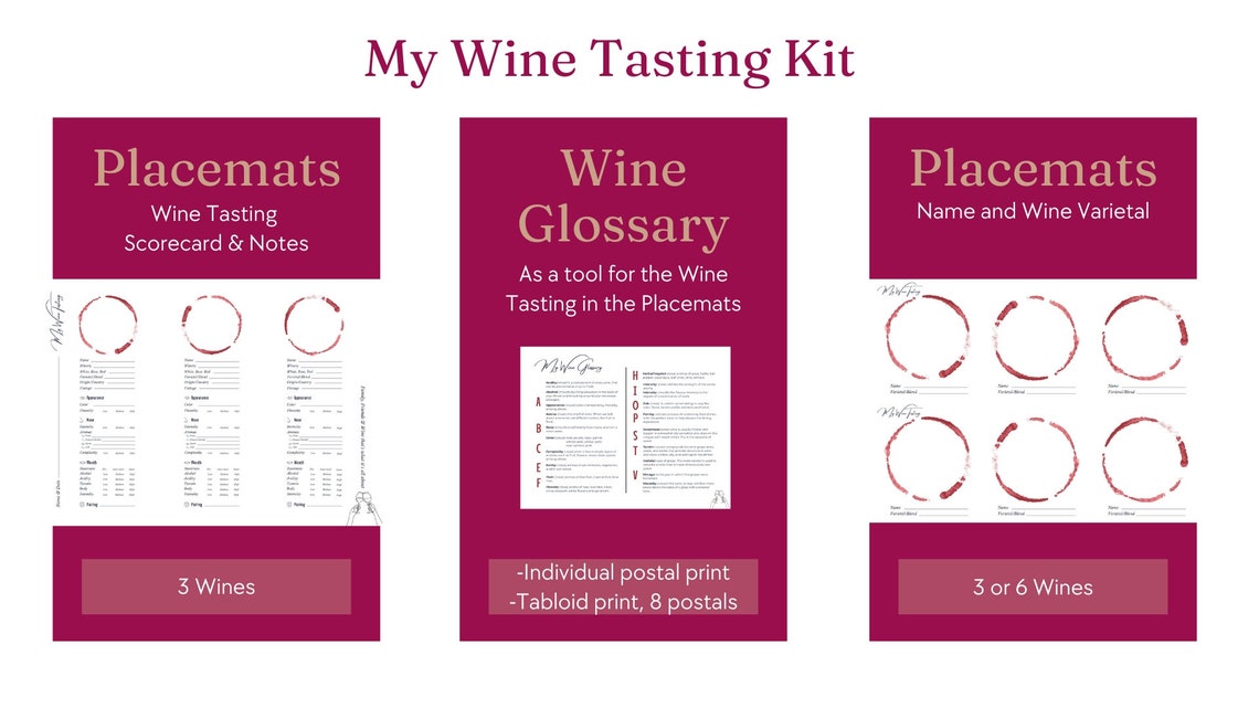 Complete Printable Wine Tasting, Templates, Placemats, Party, Digital, Easy, Memorable ...