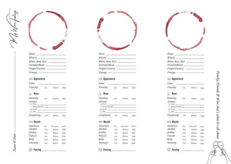 Complete Printable Wine Tasting, Templates, Placemats, Party, Digital, Easy, Memorable ...