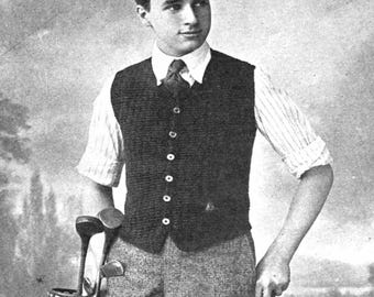 Patrón de ganchillo para chaleco de golf de hombre de 1917 - Chaleco vintage con botones (Descarga digital en PDF)