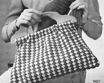 Patrón de crochet para bolso de mano de los años 40 / Bolso de damas vintage / Descarga digital en PDF