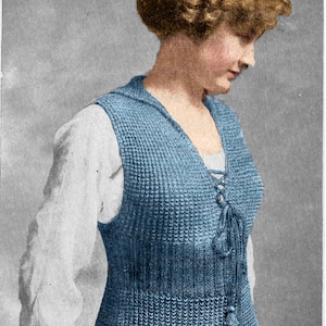 Vintage Vest Knitting Pattern - Women&#39;s 1910s 1920s Edwardian Style Sweater | Clark&#39;s ONT Knitting and Crochet Book 6  | PDF Download