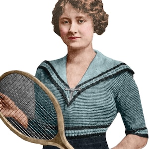 Vintage Sweater Knitting Pattern - 1910s 1920s Women&#39;s Cropped Collared Sweater - PDF Digital Download