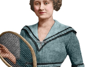 Vintage Sweater Knitting Pattern - 1910s 1920s Women&#39;s Cropped Collared Sweater - PDF Digital Download
