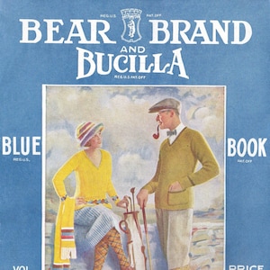 Patrones de tejido y crochet de la década de 1920 para mujeres, hombres, niños y bebés / Libro azul Bear Brand n.° 41 de 1922 / Descarga digital en PDF