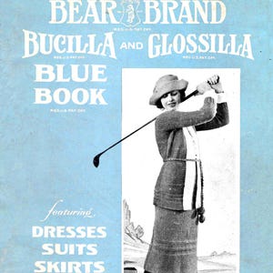 Libro Azul de la Marca Bear de 1921, vol. 35, libro de patrones de tejido y crochet - Suéteres, cárdigans y vestidos vintage para mujer - Descarga digital en PDF