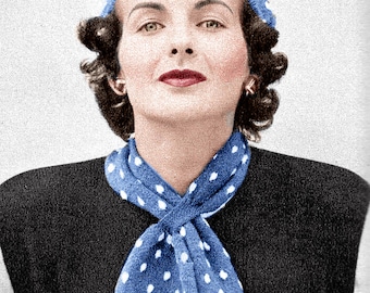 Patrón de tejido para bufanda y boina de lunares de los años 50 (descarga digital en PDF)