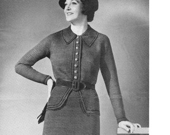 Patrón de traje de crochet vintage de los años 30: suéter y falda de algodón (descarga digital en PDF)