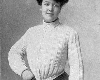 Edwardian Ribbed Sweater Knitting Pattern | Women's Historical 1900s Sweater-Blouse | PDF Digital Download