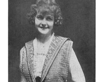 Patrón de chaleco de ganchillo filet vintage de 1919 – Suéter de encaje de la década de 1910 (Descarga digital en PDF)