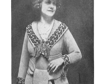 Patrón de punto de suéter vintage de 1919 – Estilo eduardiano de la década de 1910 (Descarga digital en PDF)