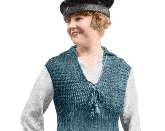 Patrón de punto para chaleco vintage de 1919 – Suéter de la década de 1910 (Descarga digital en PDF)