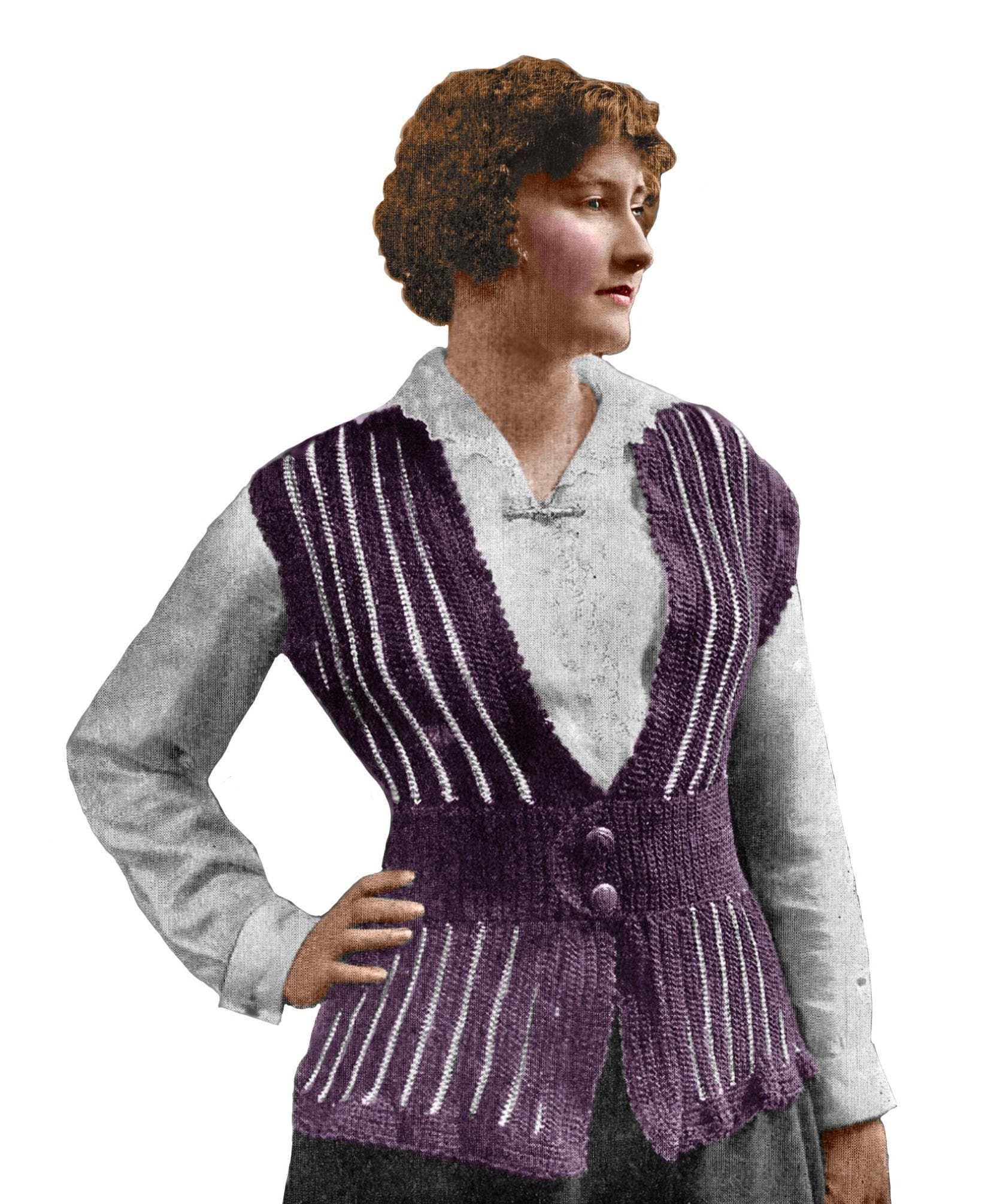 Vintage Tunisian Crochet Vest Pattern - Clark's ONT Knitting and Crochet Book | 1910s 1920s Era Sweater Pattern - PDF Download