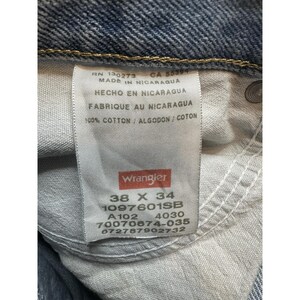 Wrangler Jeans Mens 38x34 (37x32) Light Wash Blue Straight Leg Denim Comfort image 11
