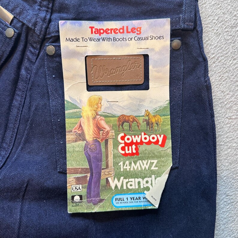Vintage Wrangler Jeans Damen 1 Indigo Cowboy Cut 14MWZDT Tapered Leg Denim USA Bild 4