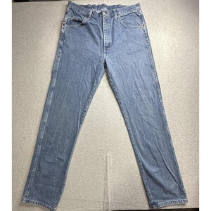 Vaqueros Wrangler para hombre, talla 34 x 34, de mezclilla azul, pierna recta, 5 bolsillos, cremallera YKK, 96501DS imagen 4
