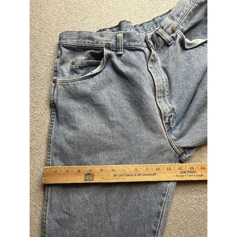 Vintage Wrangler-jeans heren 36 x 32 (32 x 30) lichte wassing authentiek denim, VS jaren 90 afbeelding 5