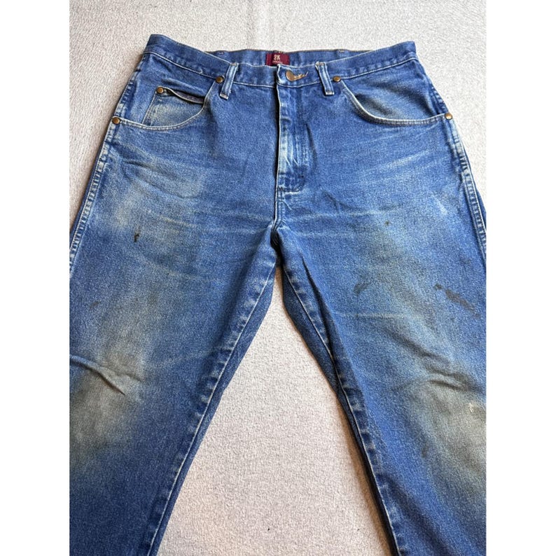 Wrangler 31MWZPW relaxte fit jeans heren 34 x 30 (34 x 28) blauw denim werkkleding gebeitst afbeelding 5