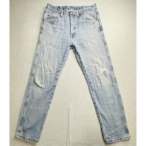 VTG Wrangler Blues WB902GI Jeans Mens 33x32 Blue Denim Light Wash Straight Leg image 4