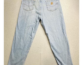 Vintage Carhartt Jeans Mens 39x32 Blue Light Wash Denim Relaxed