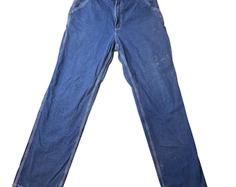 VTG Carhartt Carpenter Jeans Mens 36x34 Blue B13DST Loose Fit Denim Work Pants