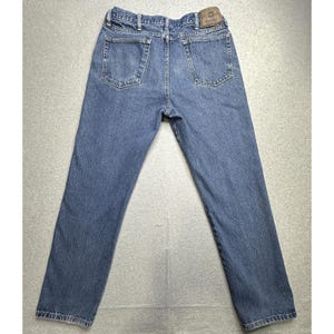 VTG Wrangler Jeans Mens 36x32 Blue Authentic Five Pocket Straight Denim 96501MR image 1