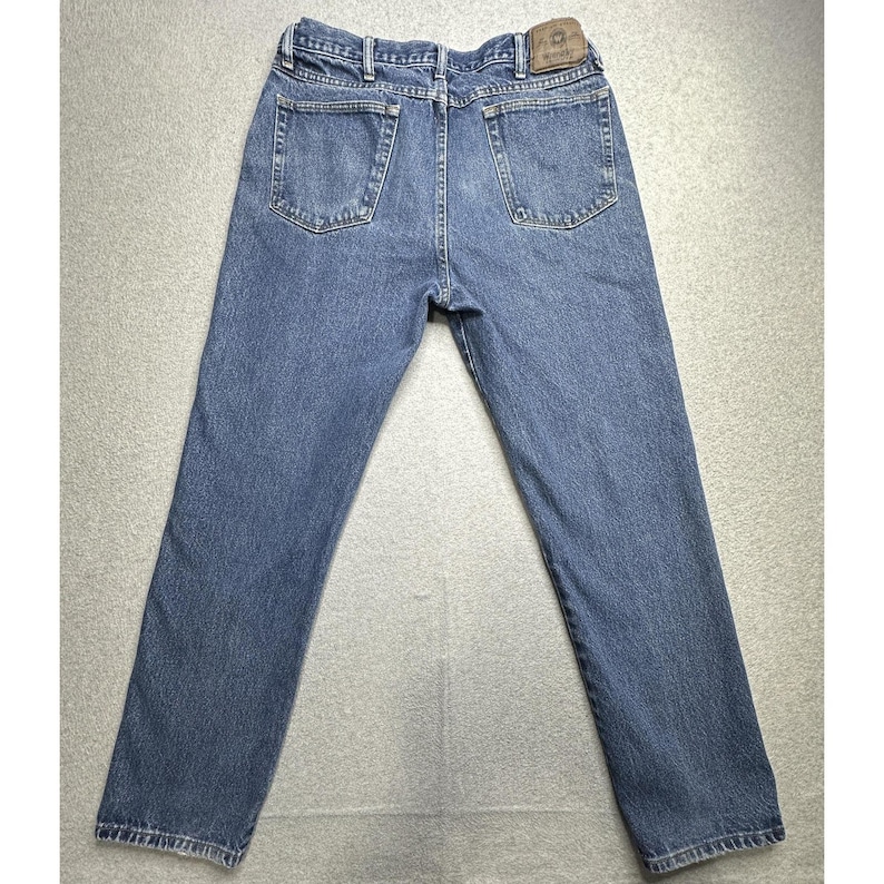 VTG Wrangler Jeans Mens 36x32 Blue Authentic Five Pocket Straight Denim 96501MR image 1